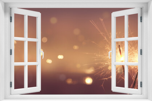 Fototapeta Naklejka Na Ścianę Okno 3D - Happy New Year background with glowing sparklers.