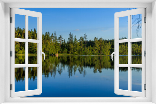 Fototapeta Naklejka Na Ścianę Okno 3D - reflection of trees in the lake