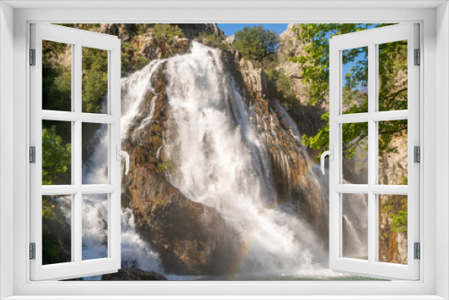 Fototapeta Naklejka Na Ścianę Okno 3D - Uçansu (cündüre)Waterfall, which is born in Gündoğmuş district at the summit of the Taurus Mountains and is approximately 50 m high, is known as the ‘hidden paradise in the forest.’