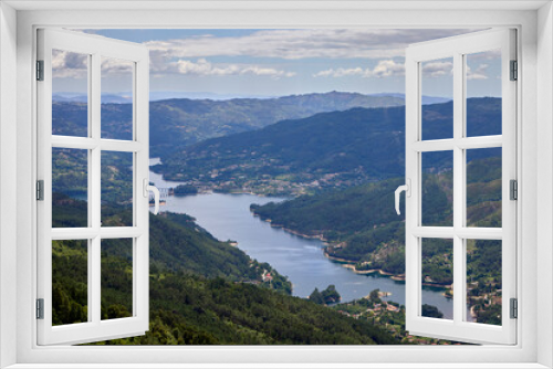 Fototapeta Naklejka Na Ścianę Okno 3D - Panoramic view of a reservoir in the Gerês Natural Park, in the north of the country.
