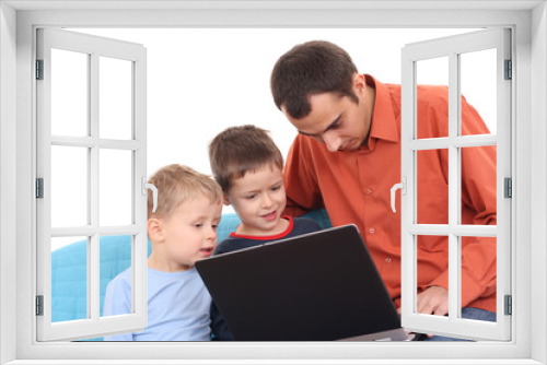 family using laptop