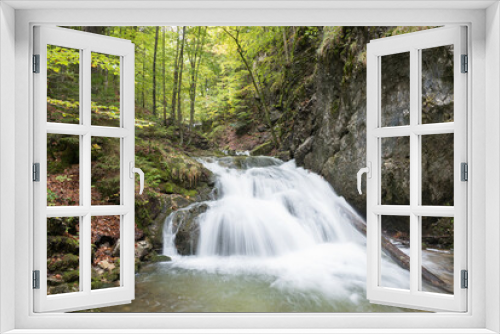Fototapeta Naklejka Na Ścianę Okno 3D - water cascade in the forest