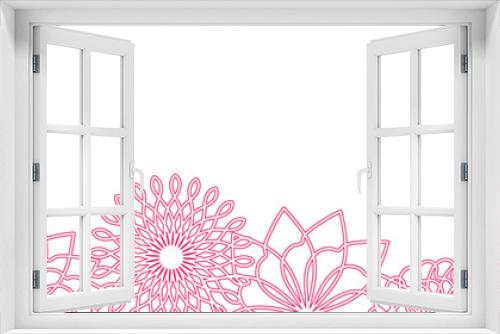 Fototapeta Naklejka Na Ścianę Okno 3D - 曲線で描いた花柄風のバナーデザインD2【白地／ピンク】