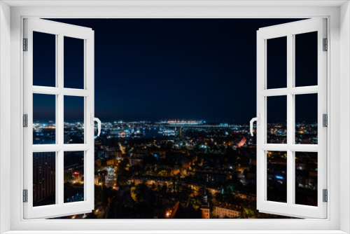 Fototapeta Naklejka Na Ścianę Okno 3D - Panorama of the night of Gdansk from a height