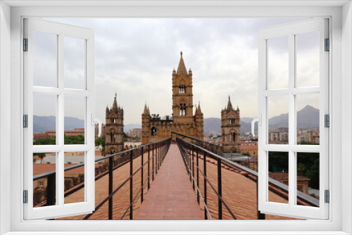 Fototapeta Naklejka Na Ścianę Okno 3D - Palermo, Sicily (Italy): view from rooftop of The Cathedral of Palermo dedicated to the Assumption of the Virgin Mary. UNESCO World Heritage Site