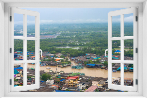 Fototapeta Naklejka Na Ścianę Okno 3D - Marine Industrial Community, Pak Nam, Chumphon, Thailand, cloudy sky