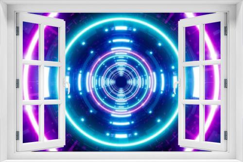 Fototapeta Naklejka Na Ścianę Okno 3D - Shining Neon Cyber Tunnel