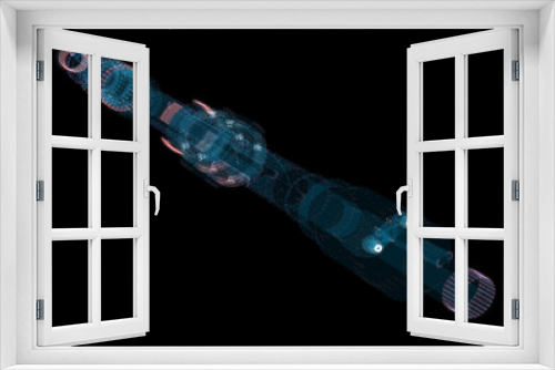 Fototapeta Naklejka Na Ścianę Okno 3D - A glowing hologram of a mechanical object