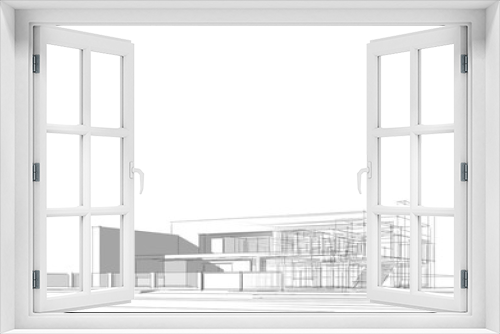Fototapeta Naklejka Na Ścianę Okno 3D - Architectural sketch of building 3d illustration