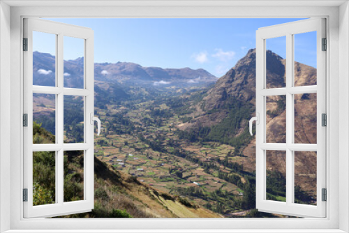 Nice view of the town of Pisac from the ruins with the same name in Cusco.