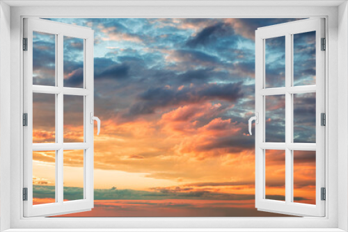Fototapeta Naklejka Na Ścianę Okno 3D - dramatic sunrise sundown sky background with colorful clouds