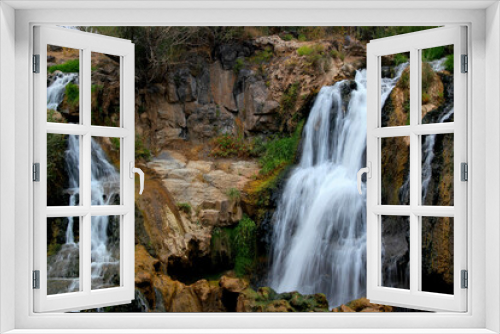 Fototapeta Naklejka Na Ścianę Okno 3D - A part of Muradiye Selalesi Waterfall, which flows down from the rocky mountains, near the city of Van, in the region of Eastern Anatolia, Turkey