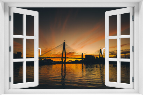 Fototapeta Naklejka Na Ścianę Okno 3D - view of sunrise in the city 