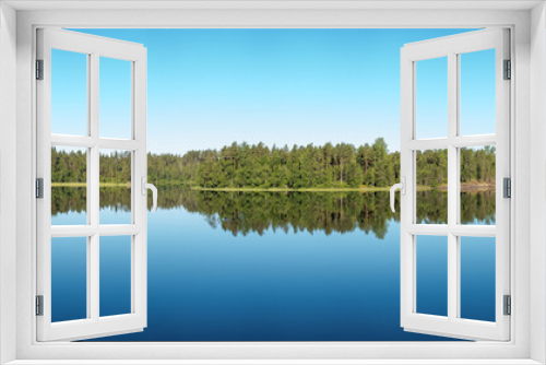 Fototapeta Naklejka Na Ścianę Okno 3D - panorama of the forest lake