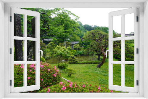 Fototapeta Naklejka Na Ścianę Okno 3D - 神社の庭