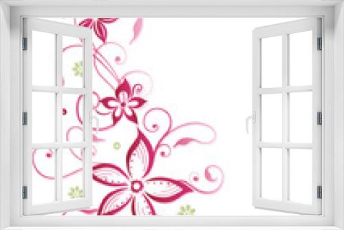 Fototapeta Naklejka Na Ścianę Okno 3D - Sommer, frame, Blumen, Ranke, pink, rosa