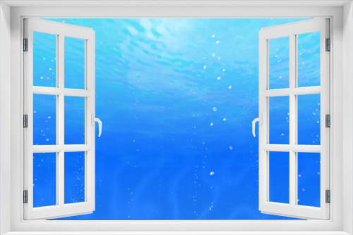 Fototapeta Naklejka Na Ścianę Okno 3D - Under the blue sea 3D illustration.