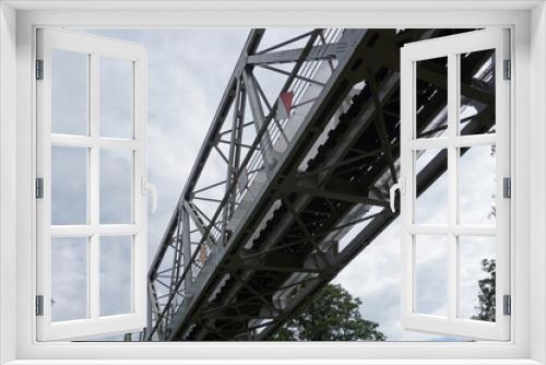Fototapeta Naklejka Na Ścianę Okno 3D - Truss train bridge - side view