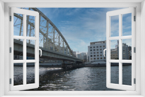 Fototapeta Naklejka Na Ścianę Okno 3D - Scenery seen from the Sumida River in Tokyo River and bridge