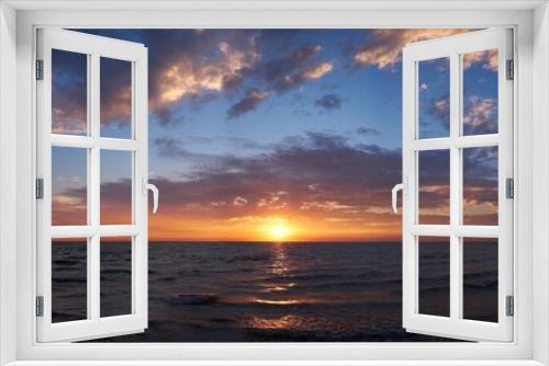 Fototapeta Naklejka Na Ścianę Okno 3D - Panorama Sonnenuntergang an der Nordsee