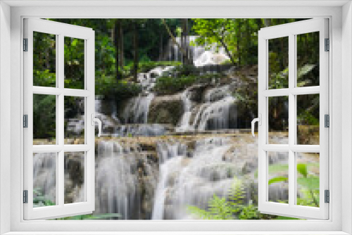 Fototapeta Naklejka Na Ścianę Okno 3D - Mae Kae waterfall, limestone waterfall at Lampang province in Thailand