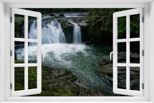 Fototapeta Naklejka Na Ścianę Okno 3D - Six Mile Creek walkway, the weir and waterfall, Murchison, south island, Aotearoa / New Zealand