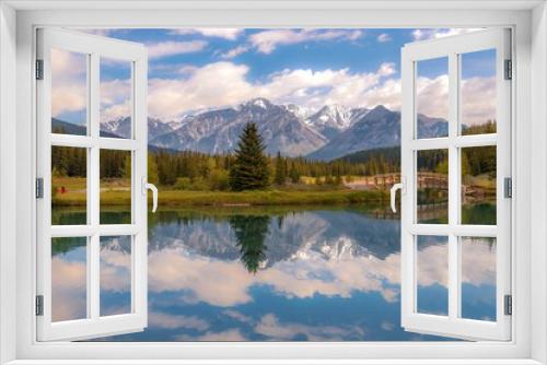 Fototapeta Naklejka Na Ścianę Okno 3D - Mountains Reflecting On Cascade Ponds