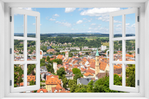 Fototapeta Naklejka Na Ścianę Okno 3D - View of Ravensburg city from above with Mehlsack Turm tower and old town panorama in Germany