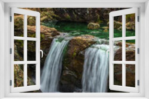 Fototapeta Naklejka Na Ścianę Okno 3D - Cascading waterfalls and green water of the Fairy Pools in Isle of Skye 