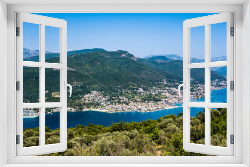 Fototapeta Naklejka Na Ścianę Okno 3D - Kotor bay scenic view in Montenegro from above. Amazing aerial panorama on Adriatic sea and mountains