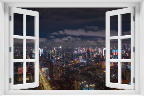 Fototapeta Naklejka Na Ścianę Okno 3D - Hubei Wuhan Summer Urban Night Skyline Aerial photography scenery