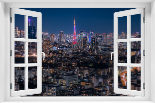 Fototapeta Naklejka Na Ścianę Okno 3D - 東京の夜景をチルトシフトで
