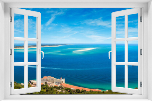 Fototapeta Naklejka Na Ścianę Okno 3D - Summer sea coast landscape. Top view from Nature Park Arrabida in Setubal, Portugal.