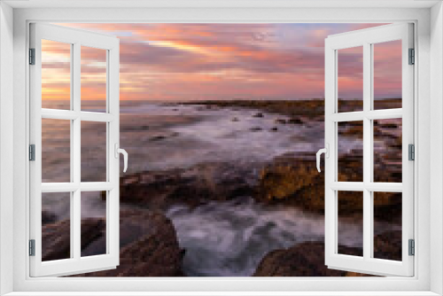 Fototapeta Naklejka Na Ścianę Okno 3D - Colorful sunrise view at rocky coastline.