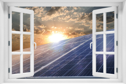 Fototapeta Naklejka Na Ścianę Okno 3D - Solar panels installed outdoors. Alternative energy source