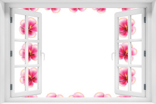 Fototapeta Naklejka Na Ścianę Okno 3D - Pink hibiscus frame