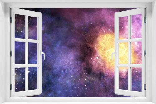 Fototapeta Naklejka Na Ścianę Okno 3D - Space background with realistic nebula and shining stars. Abstract scientific background with nebulae and stars in space. Nebula night starry sky in rainbow colors. Multicolor outer space.