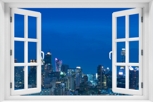 Fototapeta Naklejka Na Ścianę Okno 3D - Bangkok city skyline at night view, blue hour background.