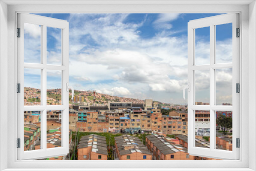 Fototapeta Naklejka Na Ścianę Okno 3D - view from the top of the mountain, colorful houses, Ciudad Bolivar, Bogotá Colombia
