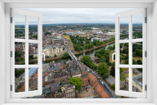 Fototapeta Naklejka Na Ścianę Okno 3D - aerial view of historic city of York, medieval walled city in North Yorkshire England