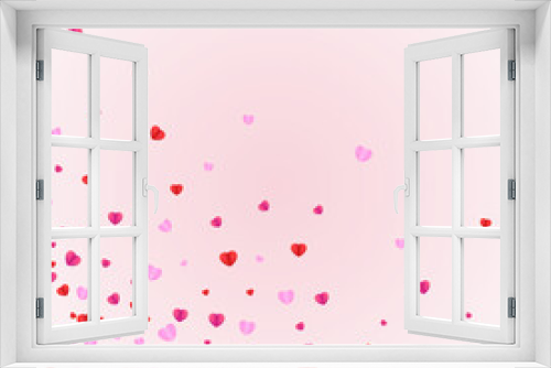 Violet Heart Background Pink Vector. Bright Illustration Confetti. Purple Romance Backdrop. Red Confetti Volume Frame. Lilac Drop Texture.