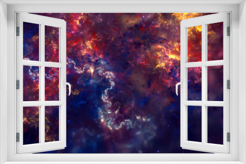 Fototapeta Naklejka Na Ścianę Okno 3D - Abstract fractal art background which suggests a nebula and stars in outer space.