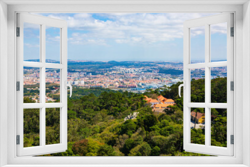 Panorama of Sintra village surrounding seen from The Moorish castle, Portugal