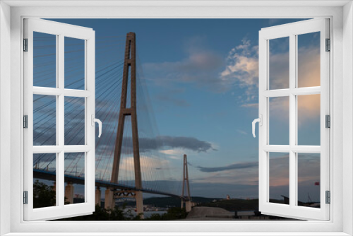 Fototapeta Naklejka Na Ścianę Okno 3D - Russian bridge across the Eastern Bosphorus Strait in Vladivostok