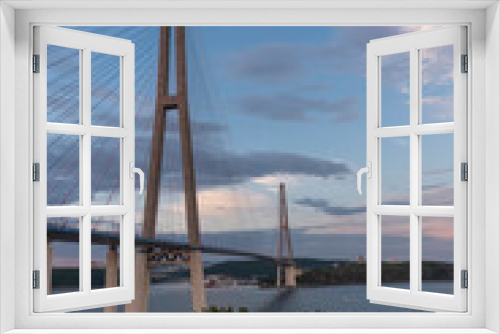 Fototapeta Naklejka Na Ścianę Okno 3D - Russian bridge across the Eastern Bosphorus Strait in Vladivostok