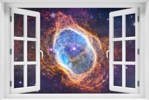 Fototapeta Naklejka Na Ścianę Okno 3D - Southern Ring Nebula. Space collage from JWST. James webb telescope research of galaxies. Deep space. Elements of this image furnished by NASA 
