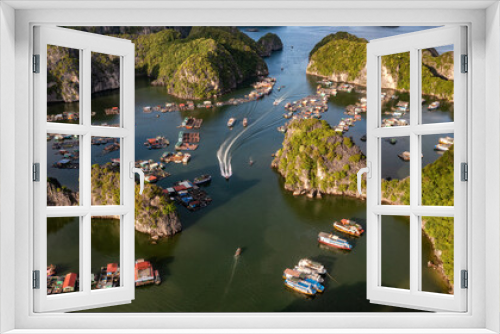 Fototapeta Naklejka Na Ścianę Okno 3D - Floating fishing village and rock island in 