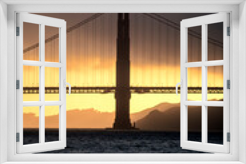Fototapeta Naklejka Na Ścianę Okno 3D - Golden Gate bridge at sunset on a cloudy day