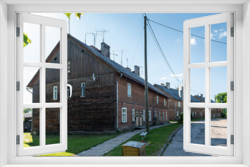 Fototapeta Naklejka Na Ścianę Okno 3D - Old, historical, wooden house, Staicele, Latvia