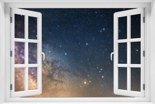 Fototapeta Naklejka Na Ścianę Okno 3D - Milky Way stars and constellations on evening sky.